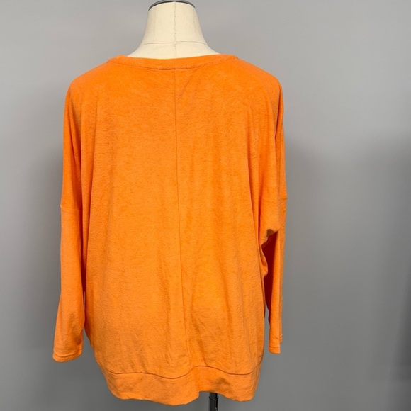 Belle Beach Kim Gravel Poolside Terry Sweatshirt Plus 2X Relaxed Bright Orange - Picture 5 of 10